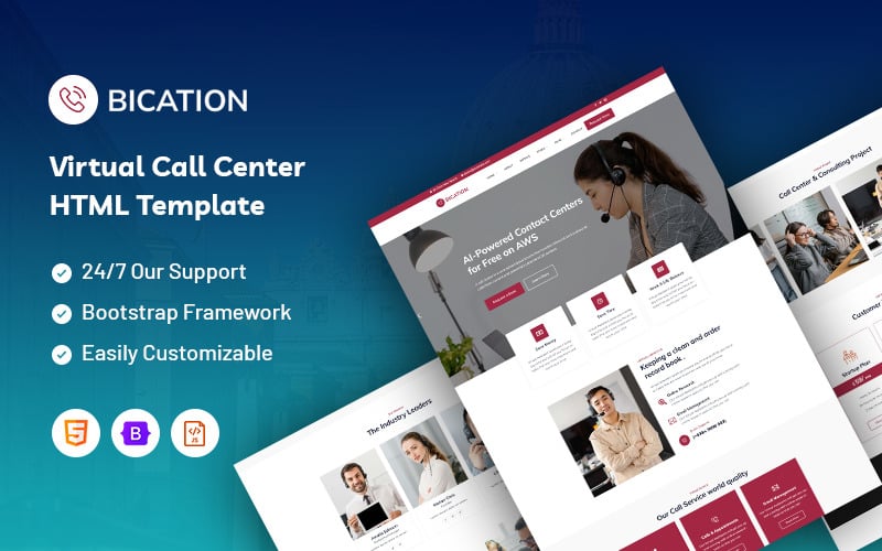 Bication – Virtual Call Center Website Template