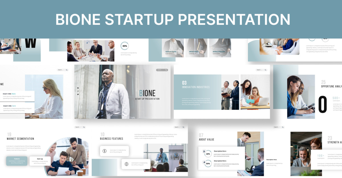 Plantilla de presentación de PowerPoint de inicio de Bione