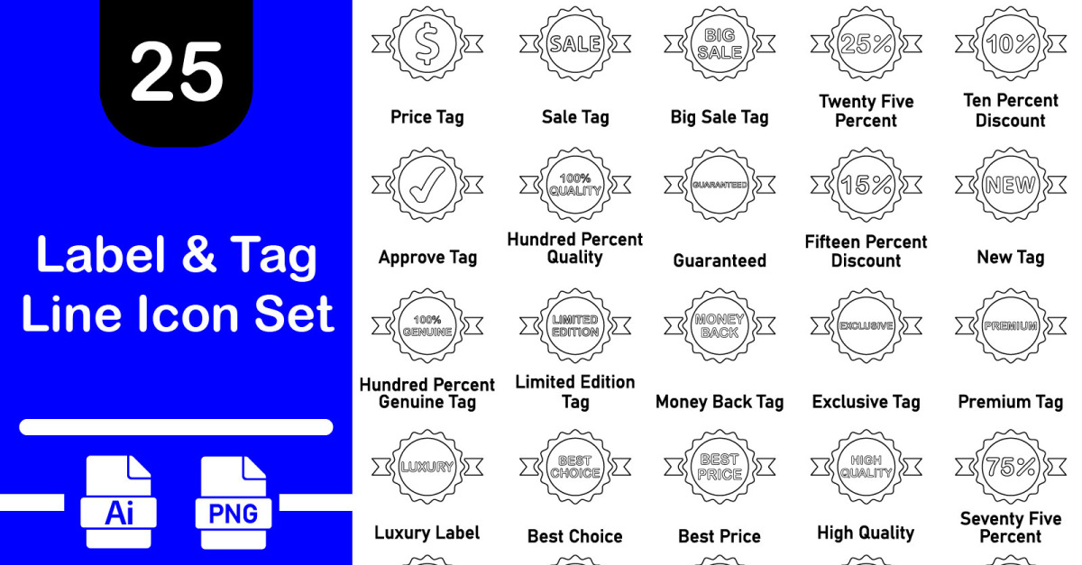 Label and Tag Line Icon Set #373565 - TemplateMonster