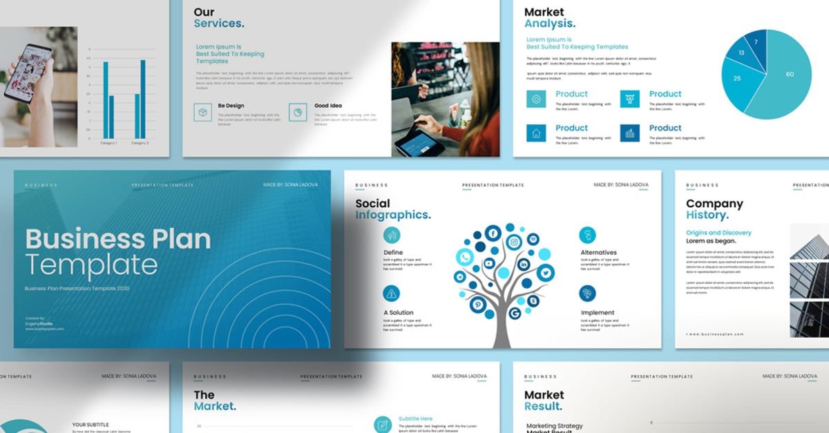 Business Plan PowerPoint Layout Template - TemplateMonster