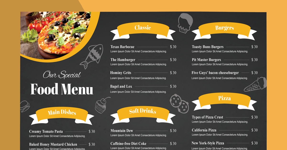 Food Menu Design Template Layout #374524 - TemplateMonster