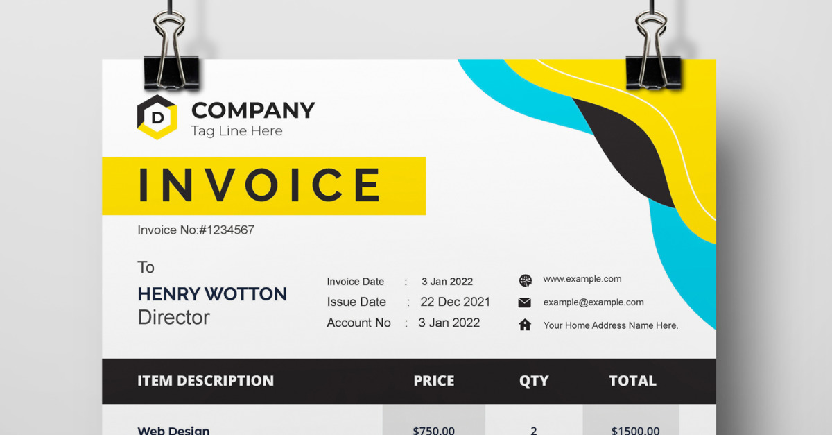 Modern Invoice Template Layout #375010 - TemplateMonster
