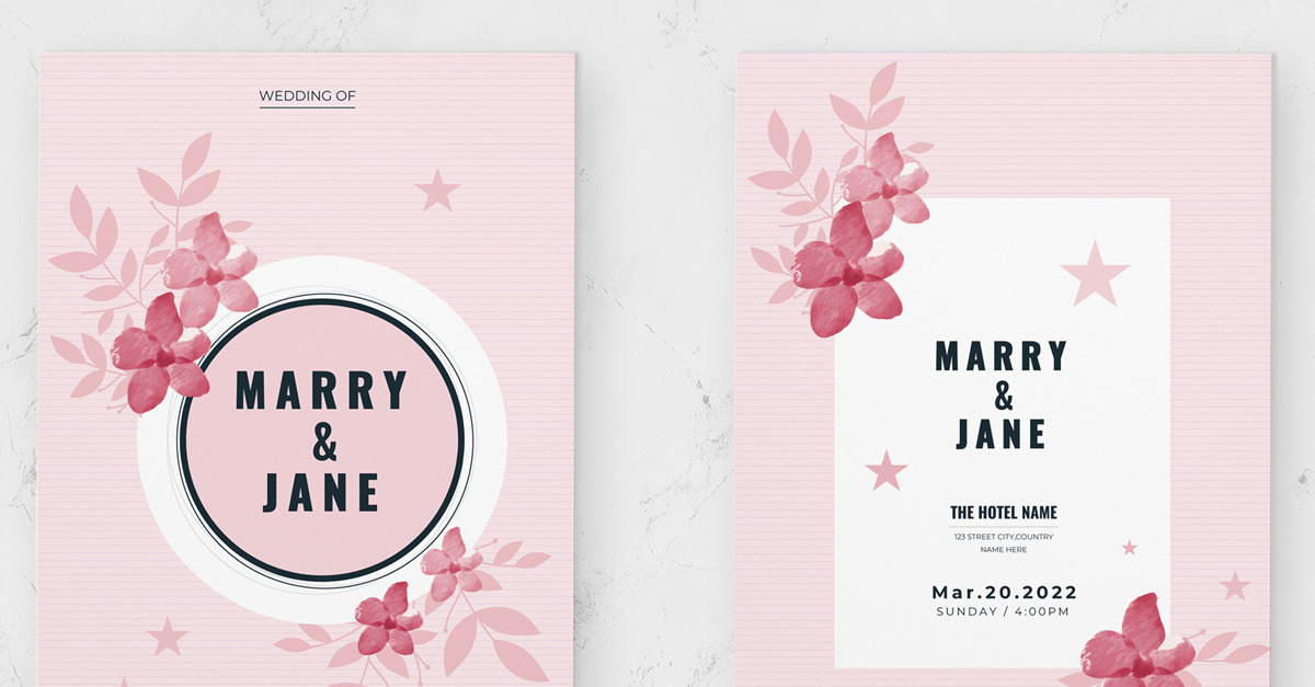 Flower Wedding Invitation Card Templates - TemplateMonster