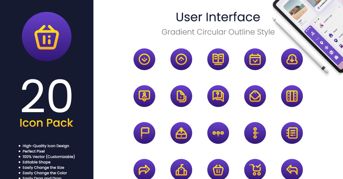 Paquete de iconos de interfaz de usuario Estilo de contorno circular ...