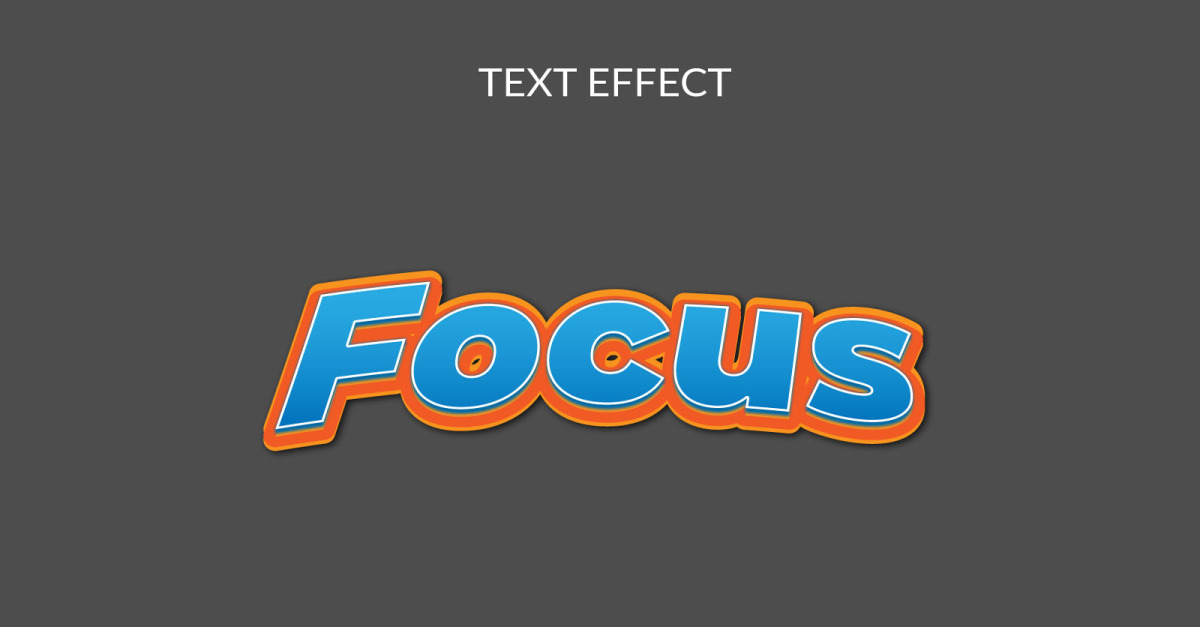 Focus 3d editable vector text effect design template
