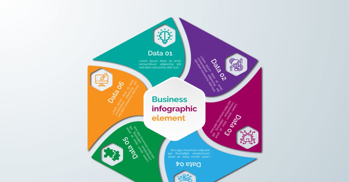 Polygon shape vector infographic element template design