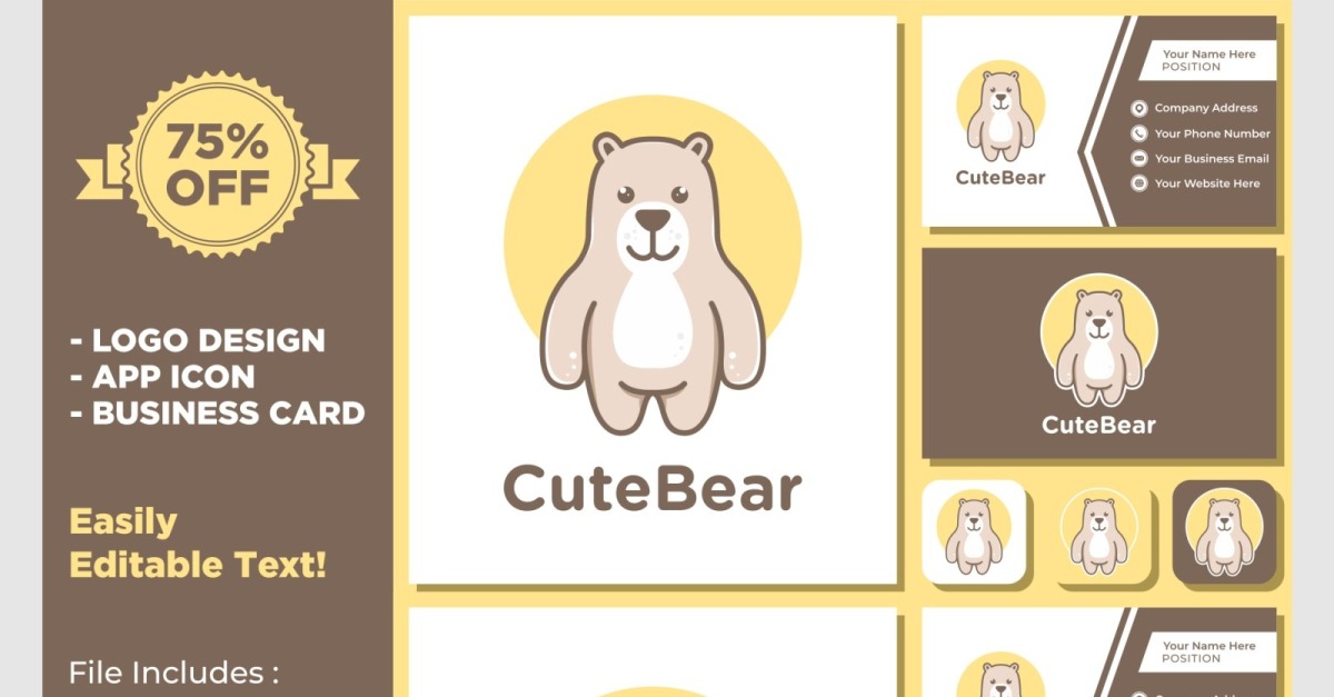 Cute Bear Grizzly Mascot Icon Logo #378112 - TemplateMonster