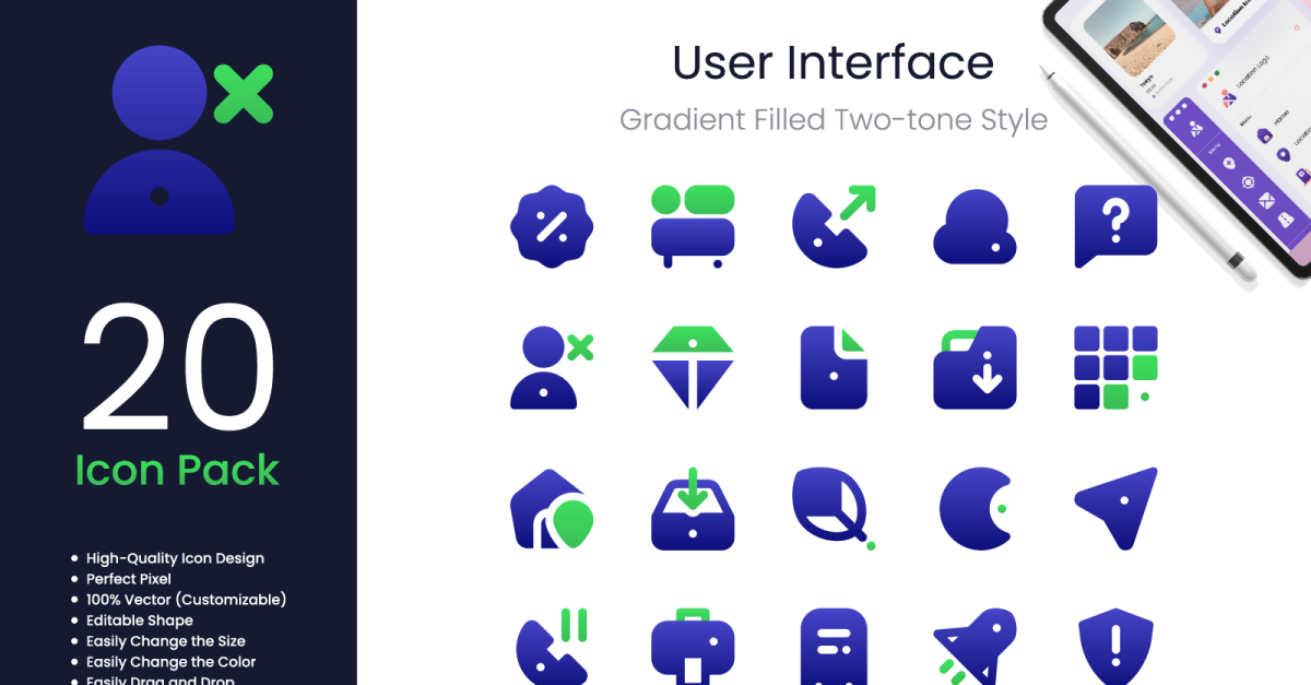 Paquete de iconos de interfaz de usuario Estilo de dos tonos lleno de ...