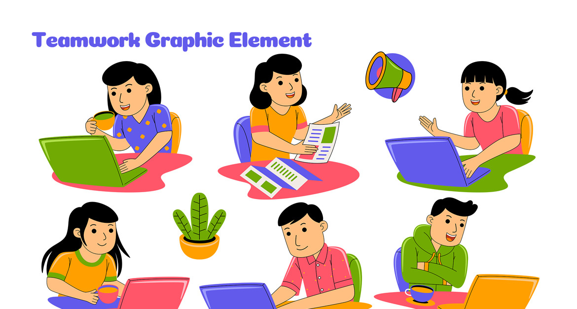 Teamwork Graphic Element Vector Illustration #02