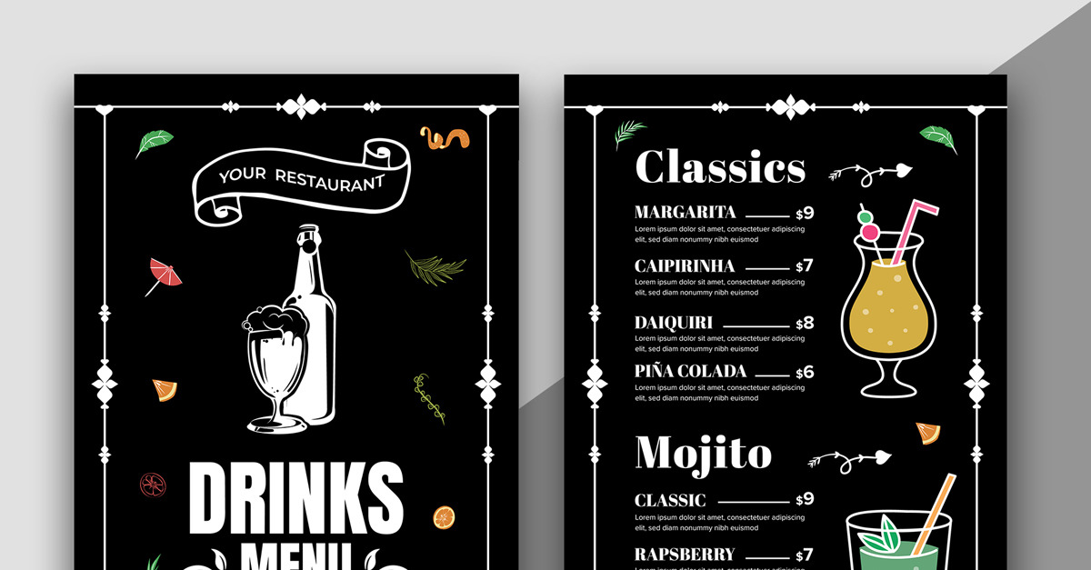 Drinks Menu Template Layout #379745 - TemplateMonster