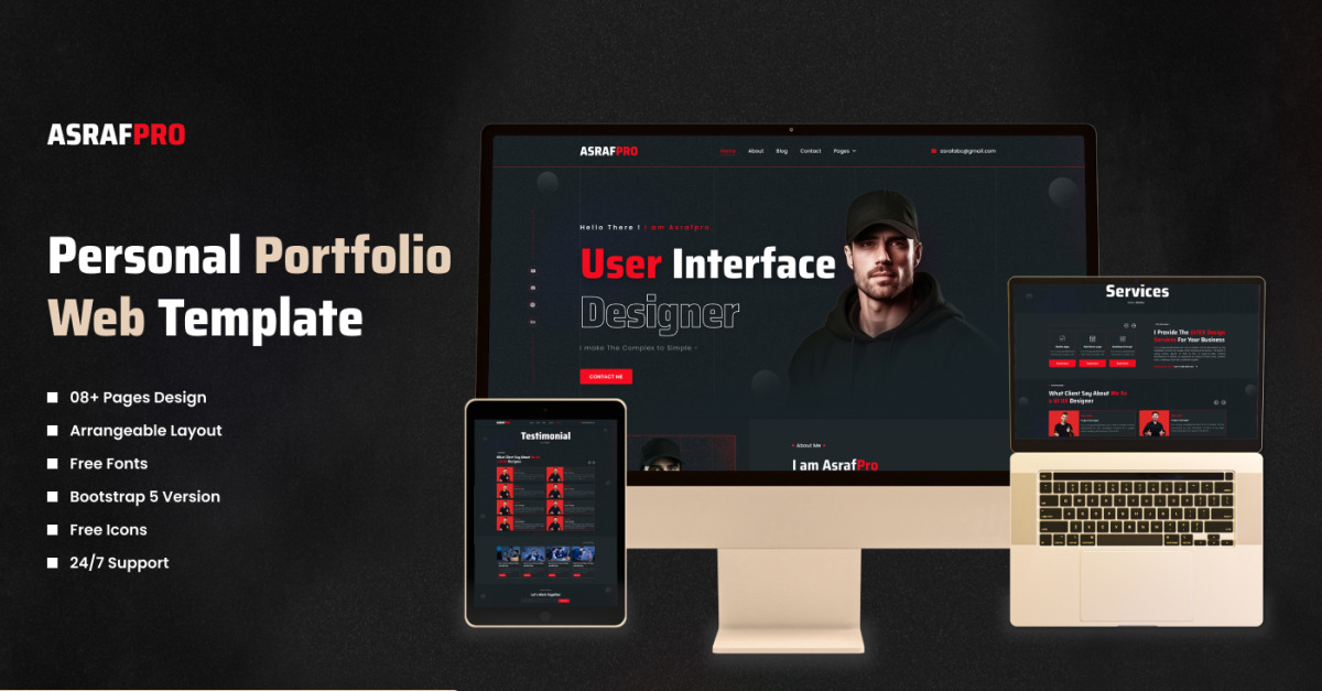 Personal Portfolio Website Figma Dark Template