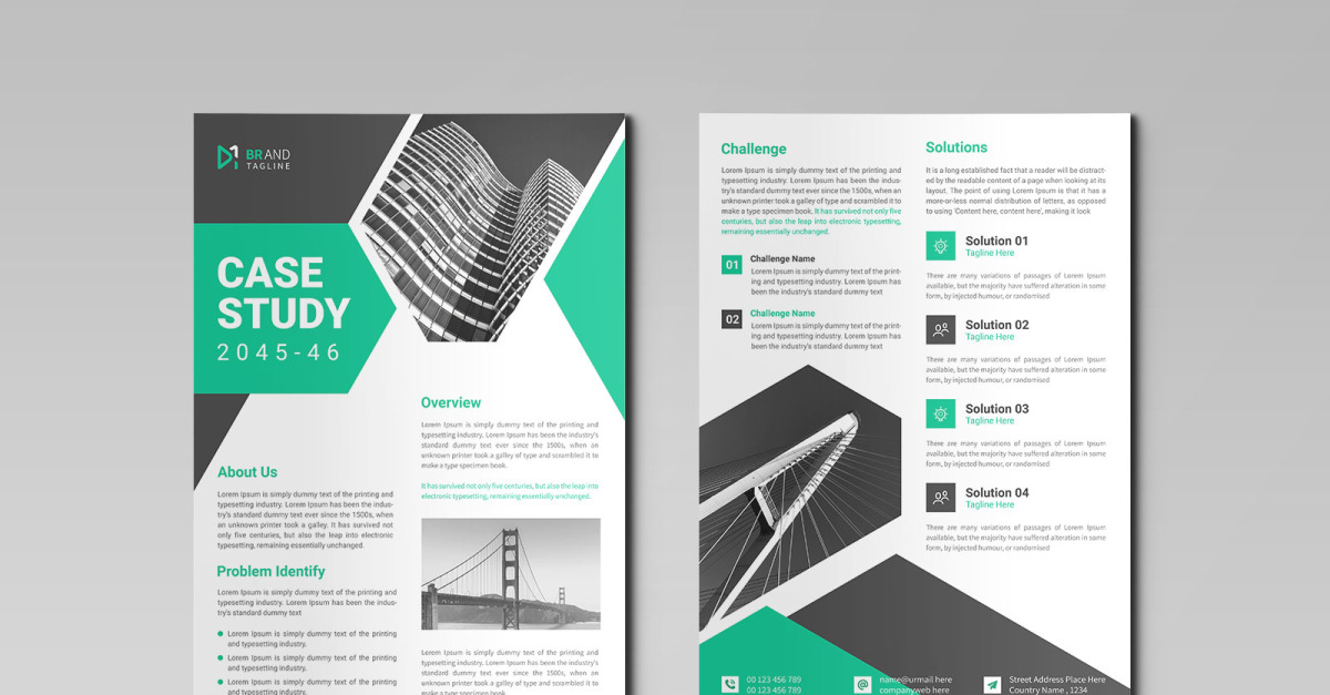 Clean and minimal professional case study flyer design template