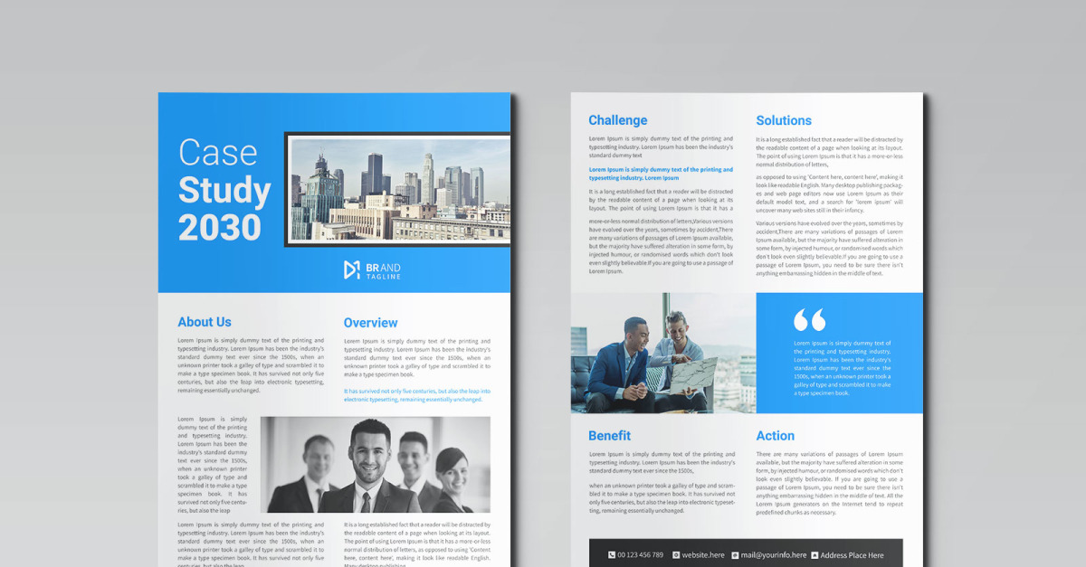 Creative and modern professional corporate case study flyer template
