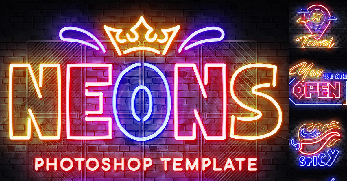 Neon Outline Photoshop Effect #384242 - TemplateMonster