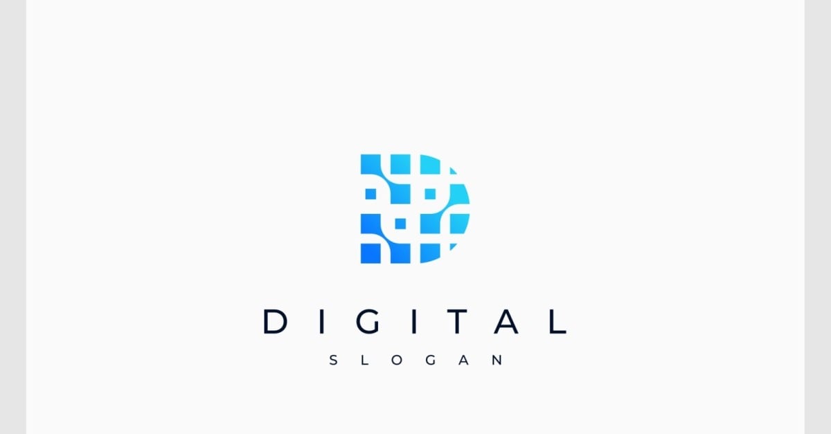 Letter D Data Digital Connection Technology Logo