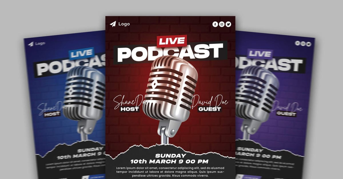 Podcast Talk Show Flyer Template #384901 - TemplateMonster
