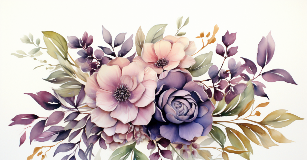 Watercolor Flowers Bouquets, illustration background 401