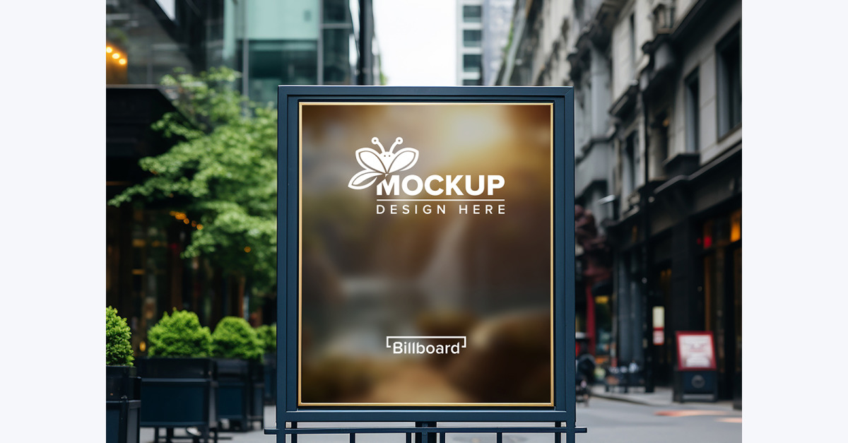 Outdoor billboard poster in city psd, billboard mockup display outdoor