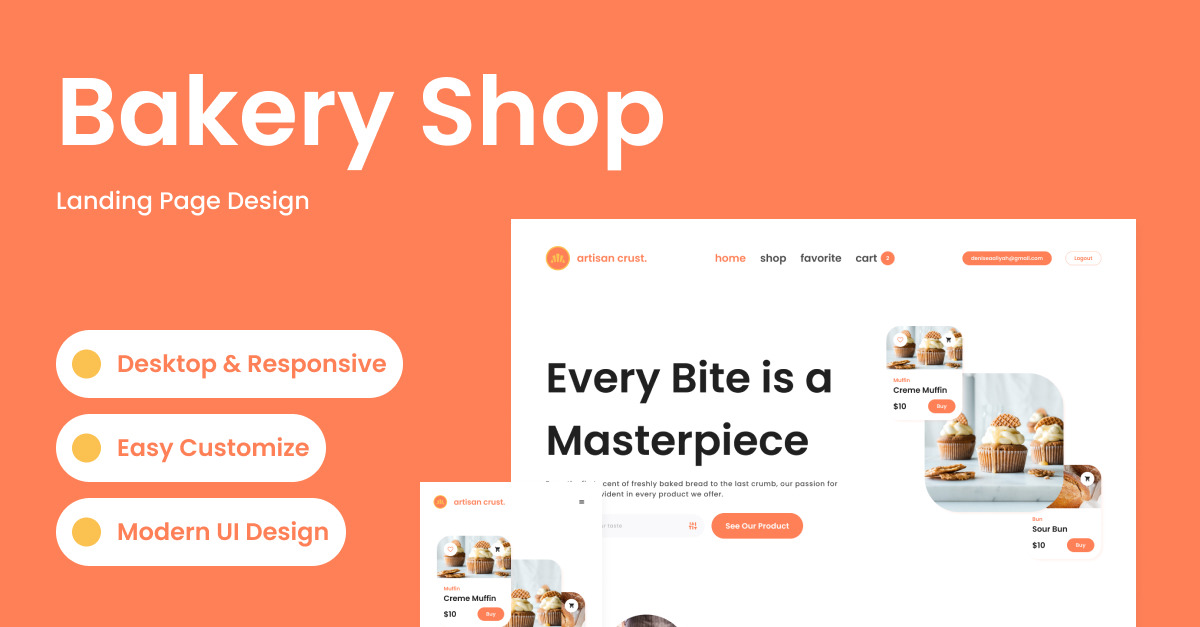 Artisan Crust - Bakery Shop Landing Page - TemplateMonster