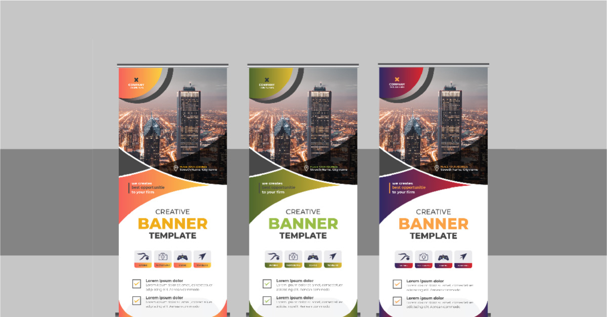 Roll Up Banner veya Şirket reklamı roll up banner tasarım şablonu düzeni