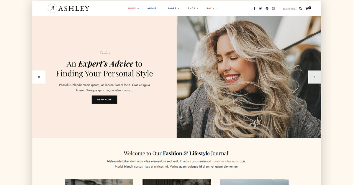 Ashley - A Personal Lifestyle WordPress Blog Theme