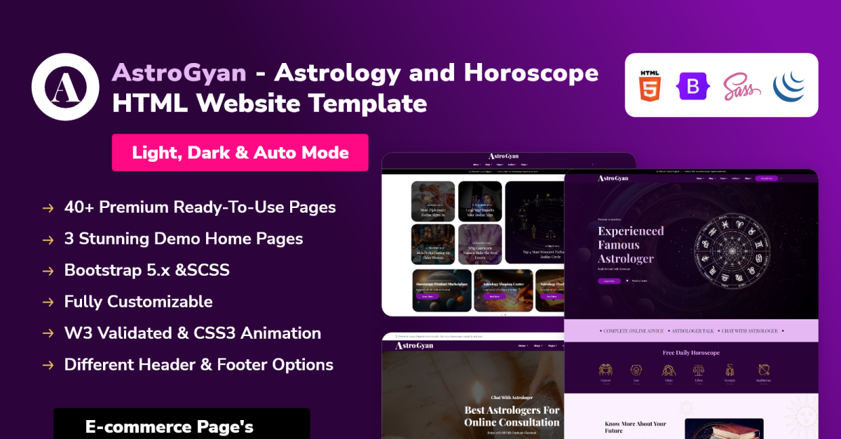 Web Design Atrologie AstroGyan - Modèle de site Web HTML d'astrologie et d'horoscope