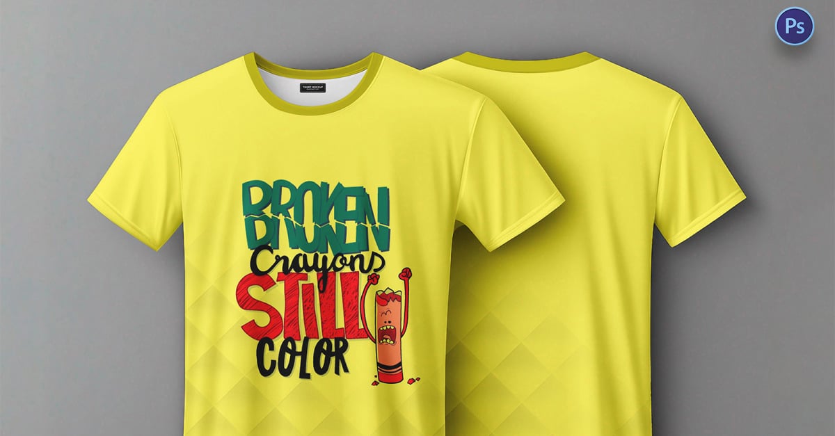 Round Neck T-shirt Front and Back Mockup PSD Template