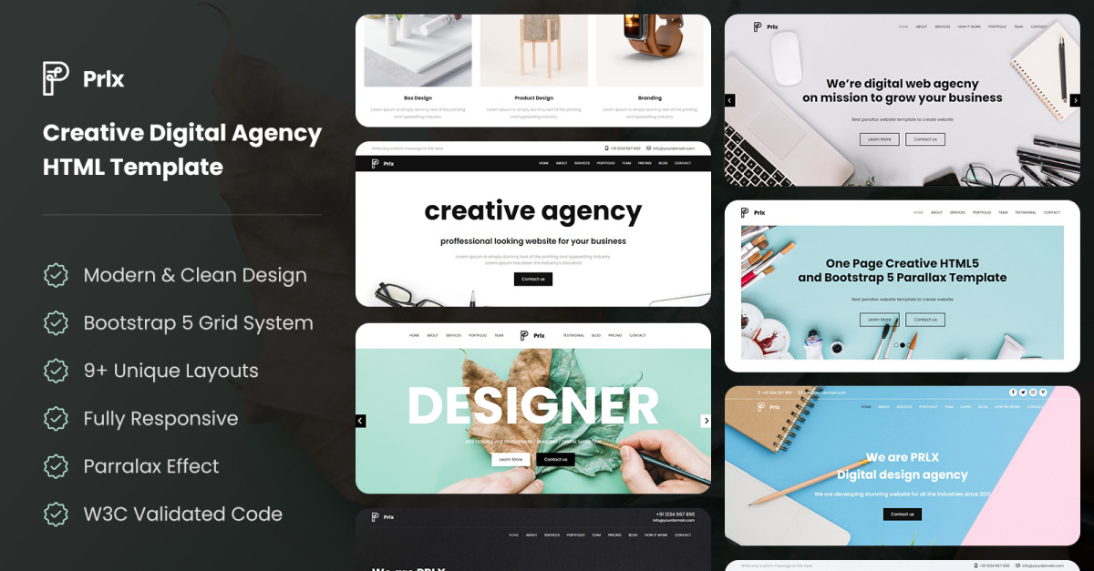 Prlx - Plantilla HTML para agencia digital creativa