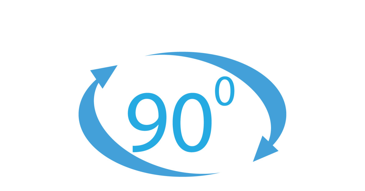 Logotipo de símbolo de icono de rotación de ángulo de 90 grados v16