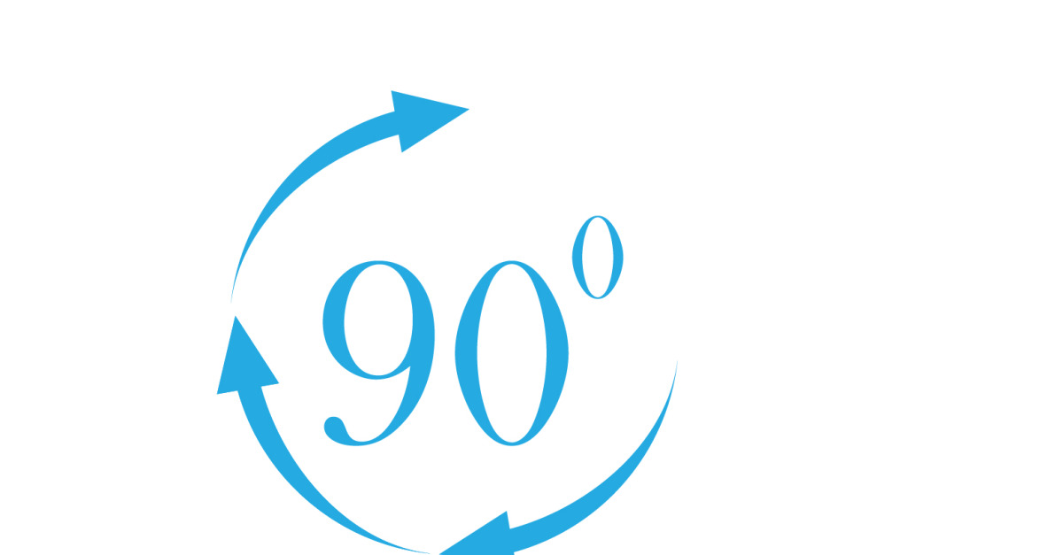 Logotipo de símbolo de icono de rotación de ángulo de 90 grados v30