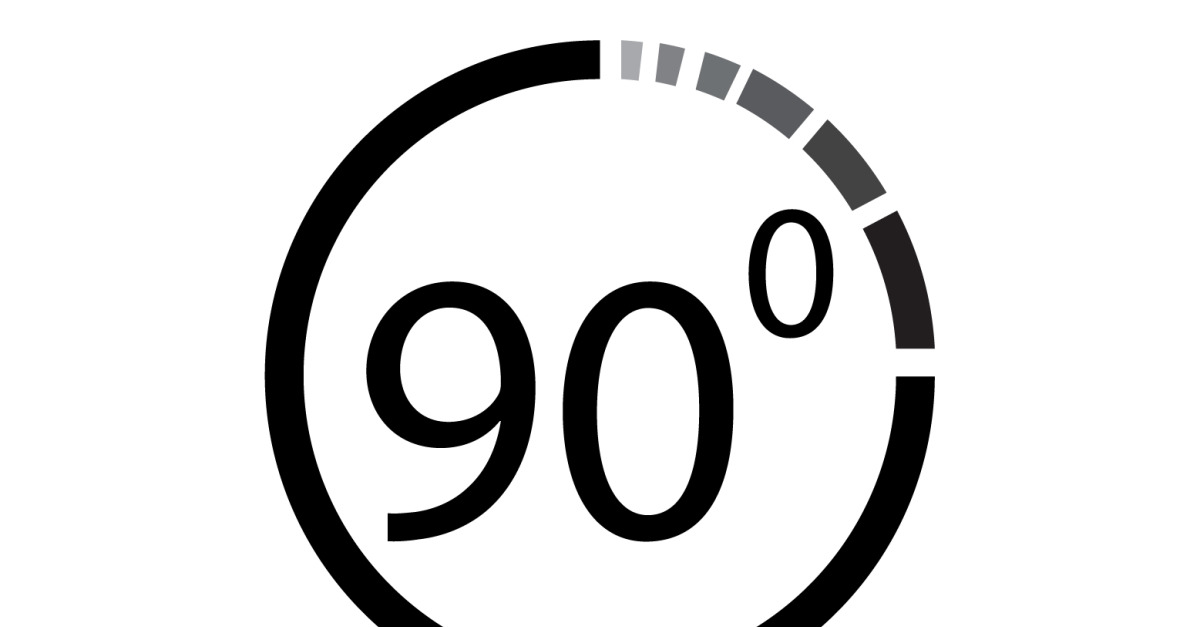 Logotipo de símbolo de icono de rotación de ángulo de 90 grados v56