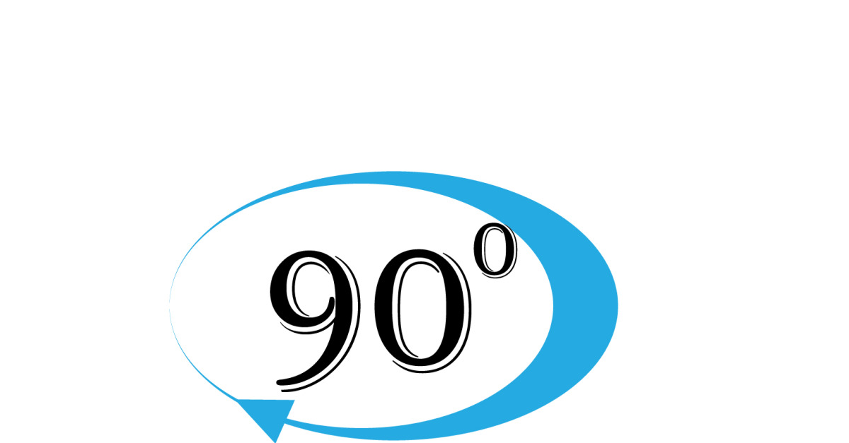 Logotipo de símbolo de icono de rotación de ángulo de 90 grados v7