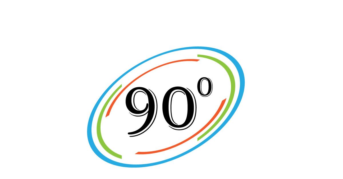 Logotipo de símbolo de icono de rotación de ángulo de 90 grados v63