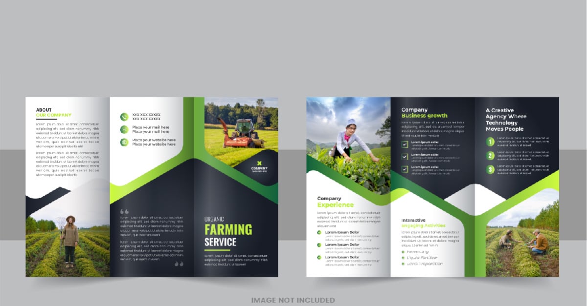 Lawn care trifold brochure or Agro tri fold brochure layout