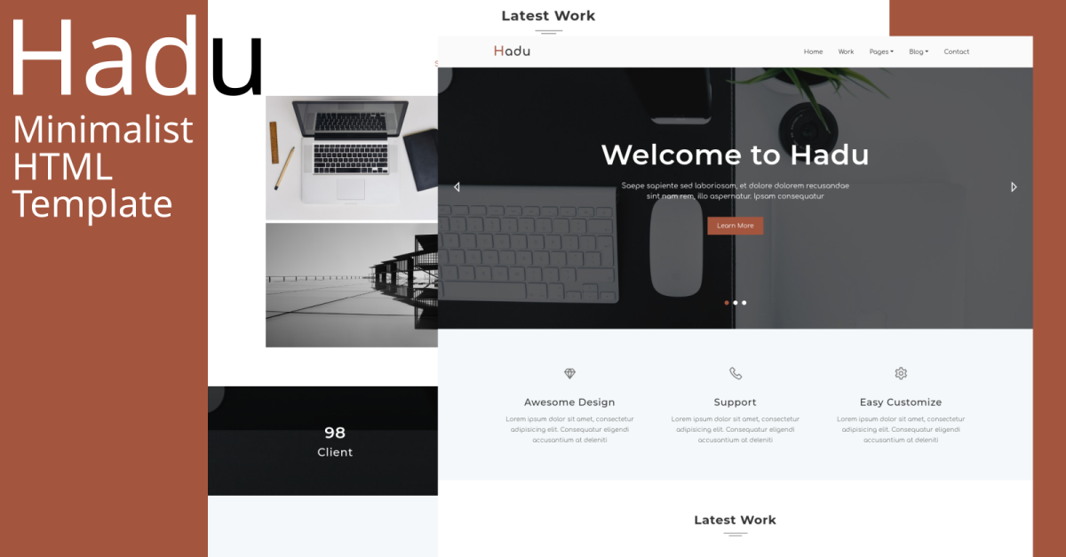 Hadu - Modèle HTML minimaliste #394933 - TemplateMonster