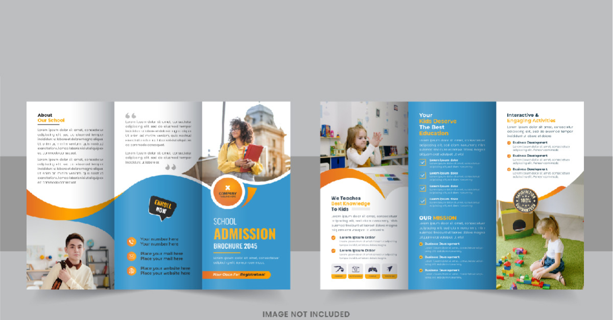 School Admission Trifold Brochure, Kids school admission trifold ...