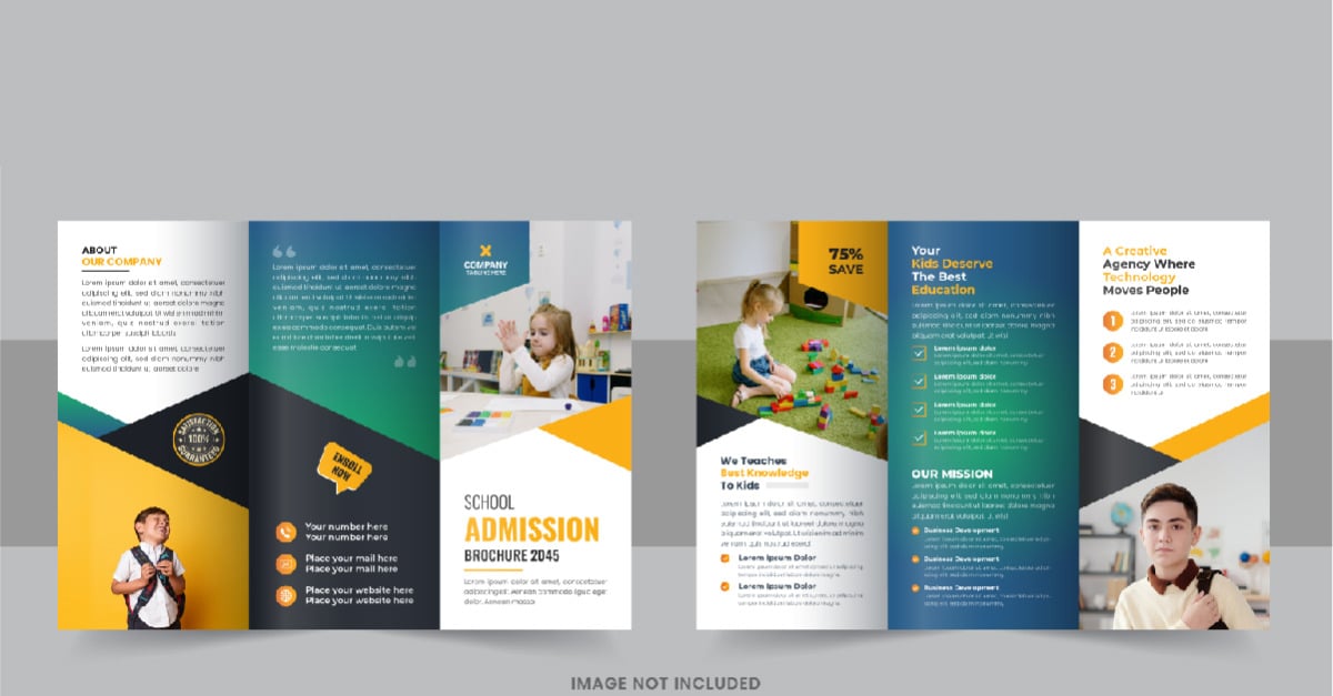 School Admission Trifold Brochure, Kids school admission trifold ...