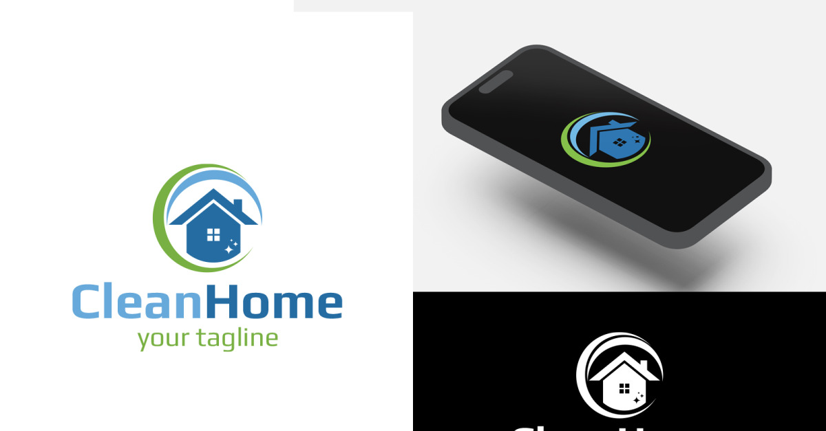 Clean Home Logo Design Template #395640 - TemplateMonster