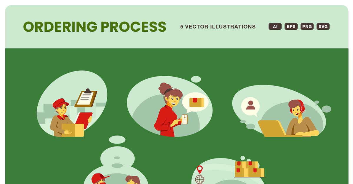 Ordering Process Illustration Set #396433 - TemplateMonster