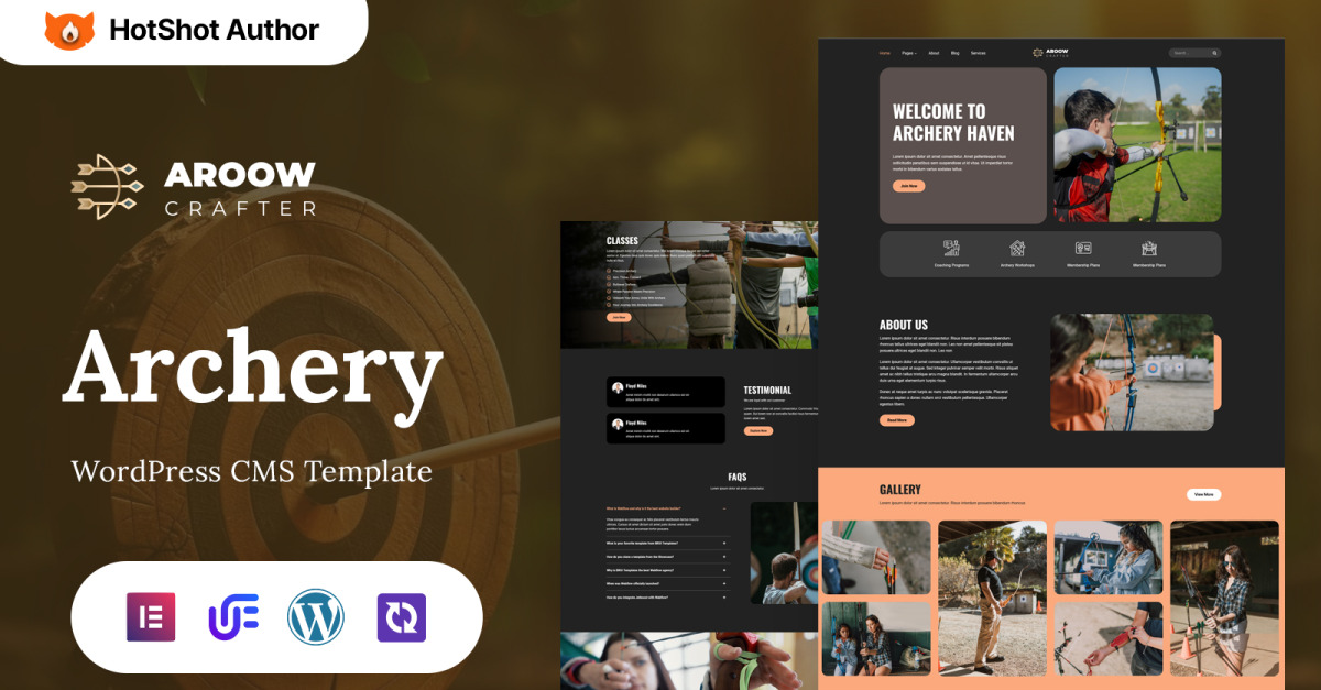 Aroow Crafter - Archery WordPress Elementor Theme