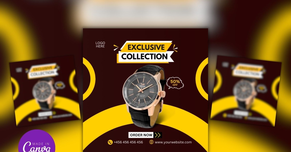 Plantilla de diseño de Canva de colección de relojes exclusiva