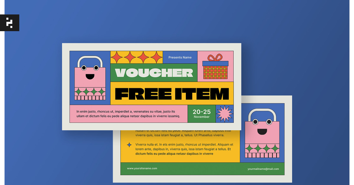 Retro Colorful Voucher Template #403391 - TemplateMonster