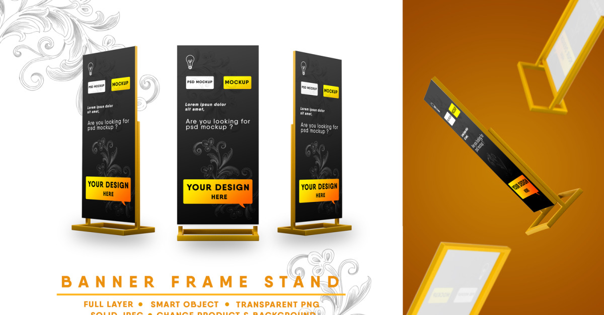 Banner Frame Stand Mockup I Easy Editable - TemplateMonster