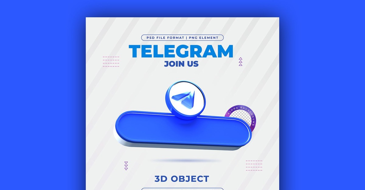Join Us On Telegram Social Media 3D Rander Ber Template