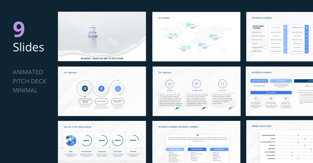 Powerpoint Template Mit Animierte PPT-Vorlage für Global Pitch Deck-Folien mit weißem Design