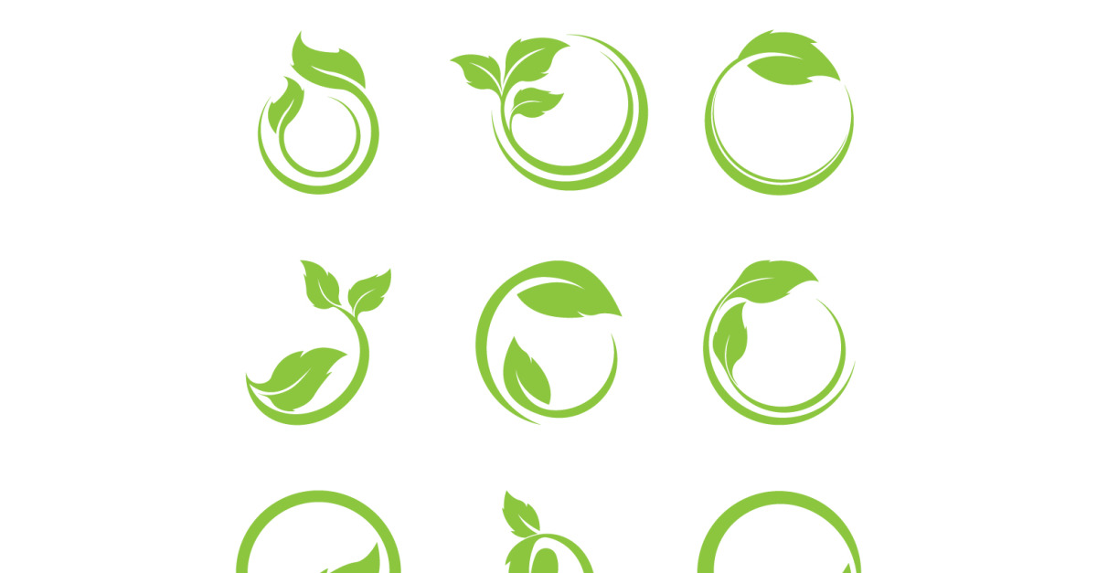 Green leaf tree element logo icon vector template version 7