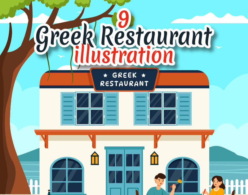 9 Greek Food Restaurant Illustration Templatemonster