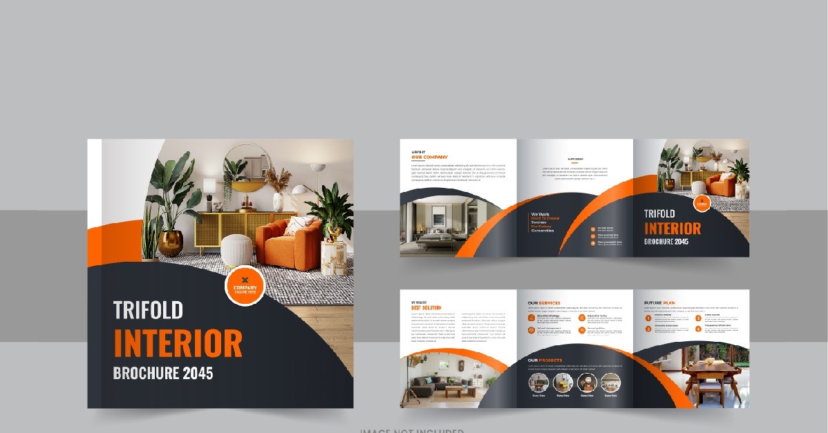 Interior square trifold, Interior magazine or interior portfolio template