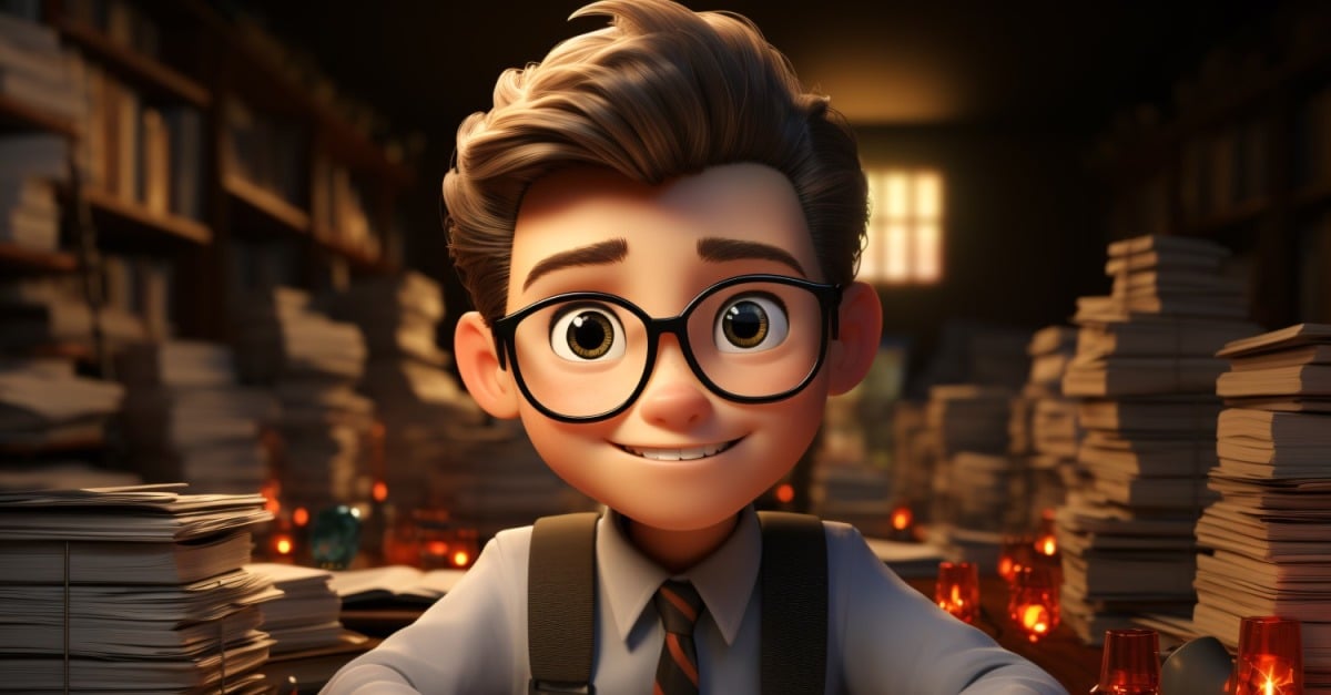 3D Character Child Boy Accountant with relevant environment 3.