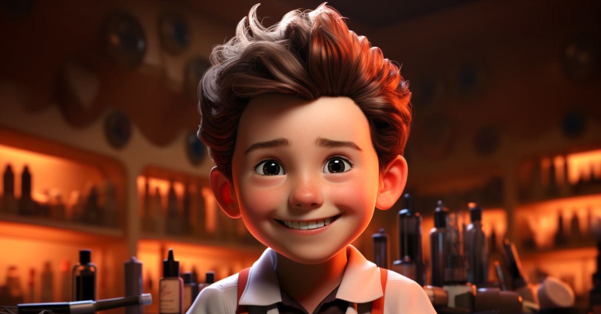 3D Character Child Boy Hairdresser with relevant environment 4